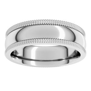 Platinum 6 Mm Extra Large Milgrain Comfort Fit Band Size 7.5