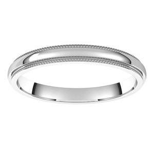 10K White Milgrain Half Round Stepped Edge Band