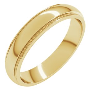 18K Yellow Milgrain Half Round Stepped Edge Band Size 6.5