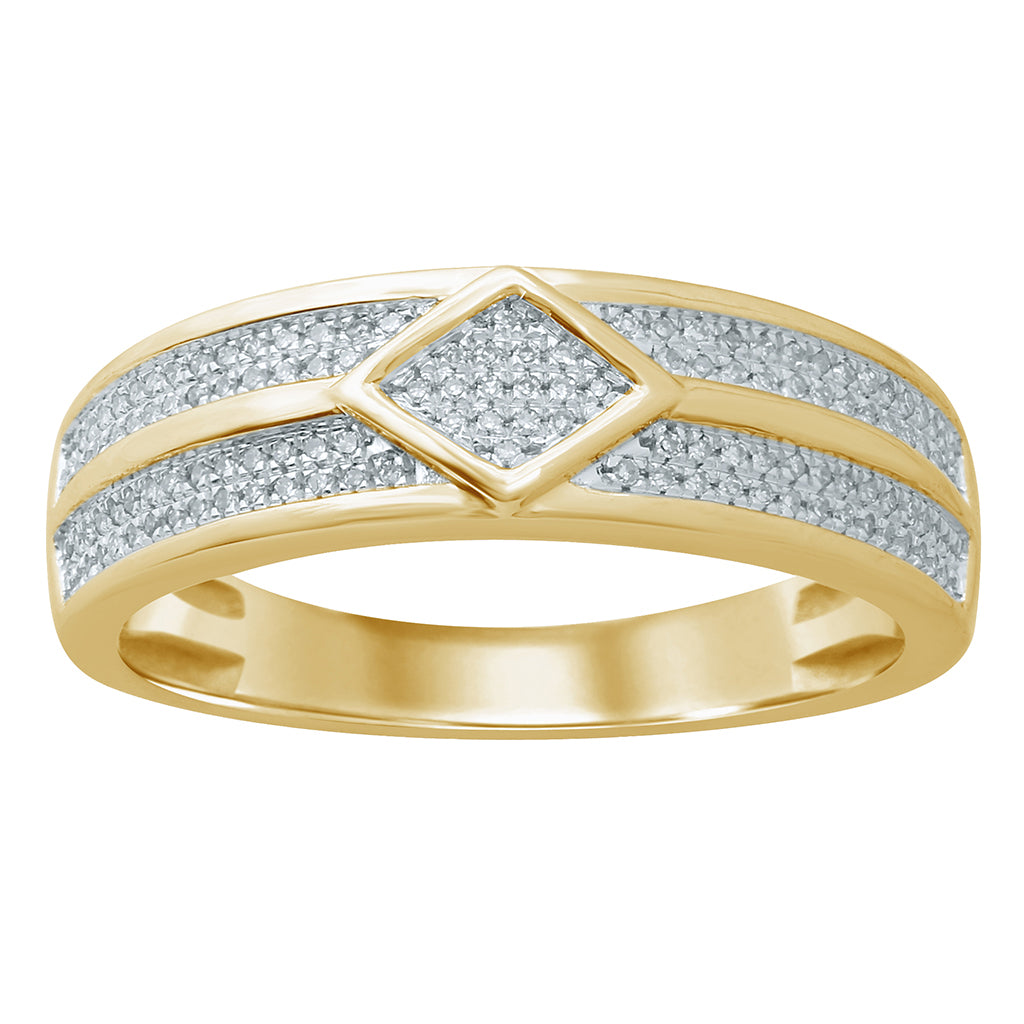 10K Yellow Gold 0.19 Cttw Round Diamond Men's Band