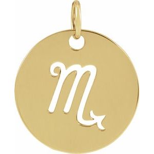 14K Yellow Or Rose Gold Or Sterling Silver Polished Round Zodiac Pendant