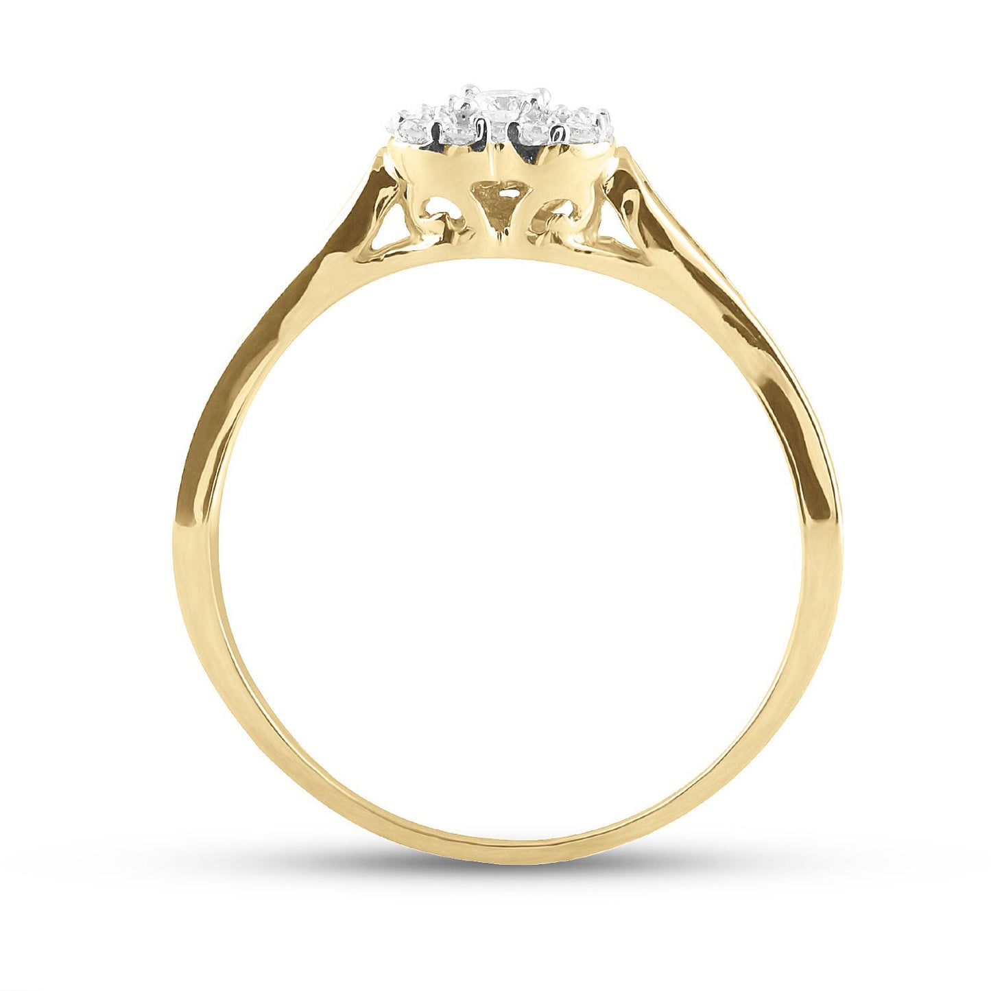 10K Yellow Gold Womens Round Diamond Heart Promise Ring 1/8 Cttw, Womens Size: 5-10