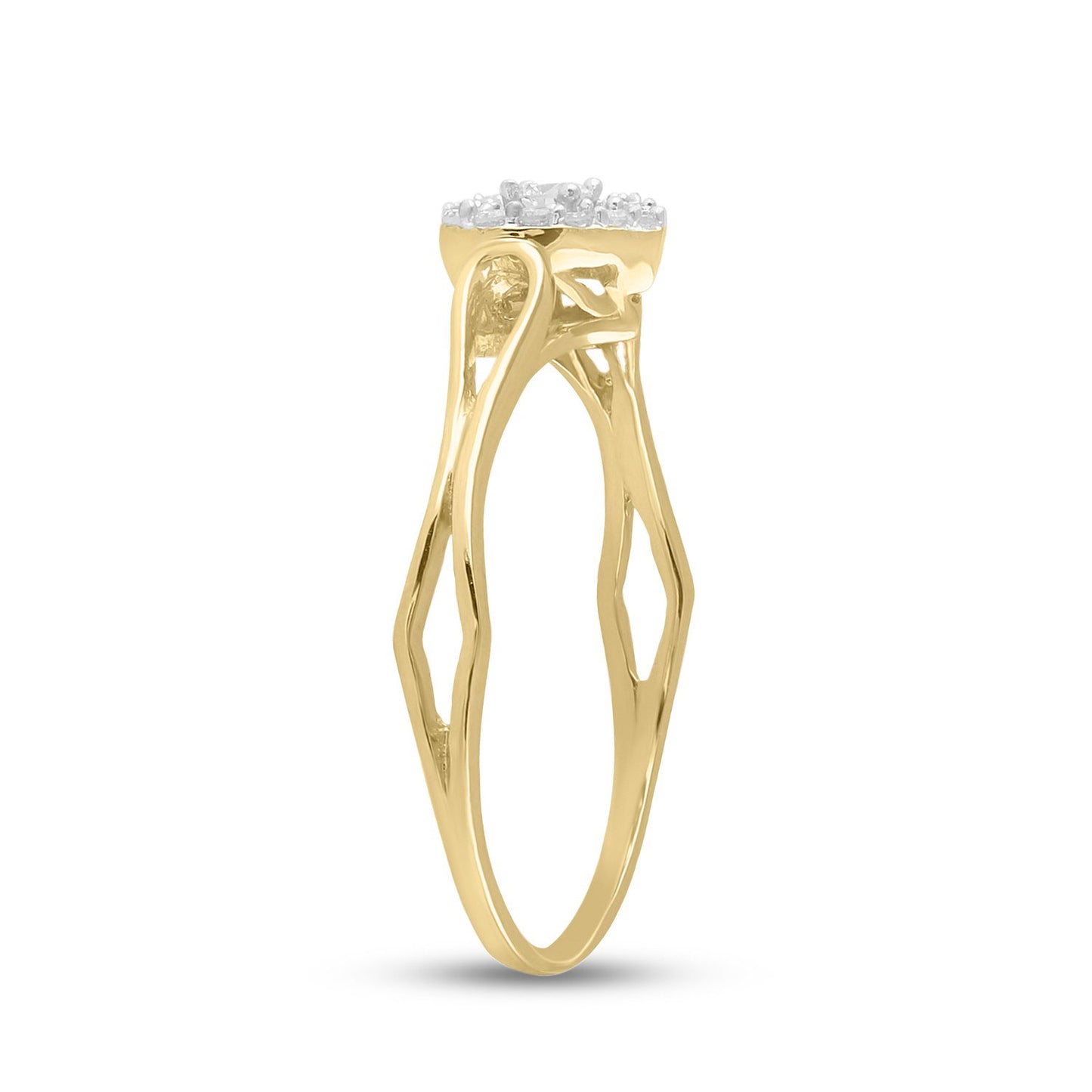 10K Yellow Gold Womens Round Diamond Heart Promise Ring 1/8 Cttw, Womens Size: 5-10