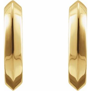 14K Yellow Gold Pair Knife-Edge Hoop Earrings, Length: 10 Mm, Thickness: 2 Mm