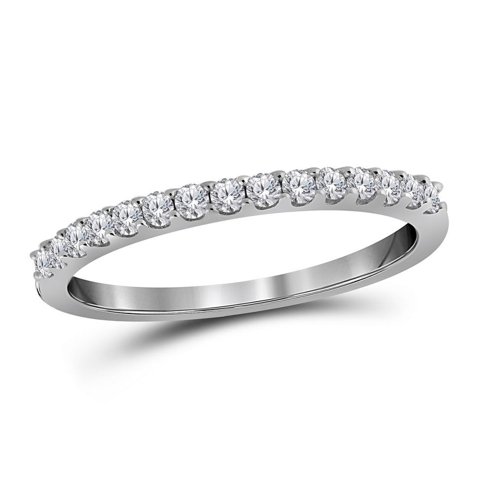 10K White Gold Womens Round Diamond Wedding Single Row Band 1/4 Cttw, Womens Size: 5-10