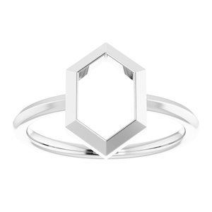 Sterling Silver Polished Negative Space Hexagon Ring Size 7