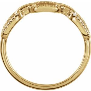 14K Yellow Gold Round .8 Mm Polished 1/6 Ctw Natural Diamond Link Ring Size 7