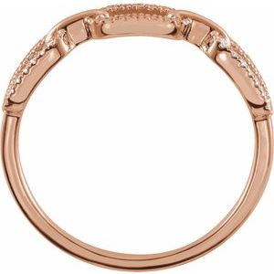 14K Rose Gold Round .8 Mm Polished 1/6 Ctw Natural Diamond Link Ring Size 7