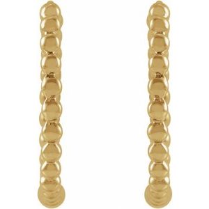 14K Yellow Gold Pair Beaded Hoop Earrings, Length: 15 Mm, Thickness: 1.5 Mm