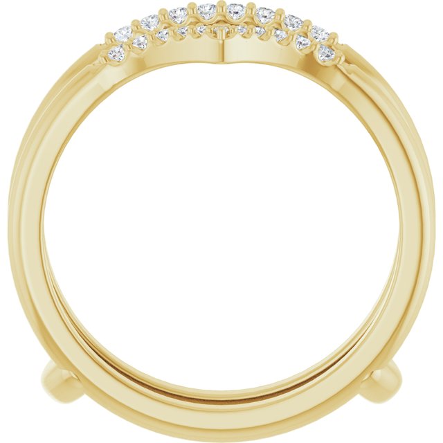 14K Yellow Or White Gold Round Polished 1/8 Ctw Natural Diamond Half Tapered V Ring Guard, Size 7