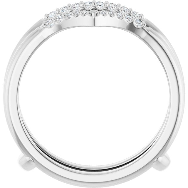 14K Yellow Or White Gold Round Polished 1/8 Ctw Natural Diamond Half Tapered V Ring Guard, Size 7
