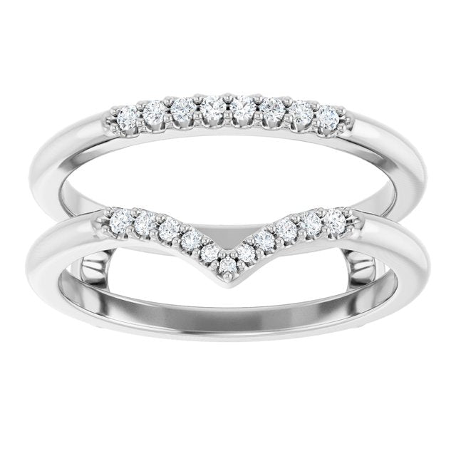 14K Yellow Or White Gold Round Polished 1/8 Ctw Natural Diamond Half Tapered V Ring Guard, Size 7