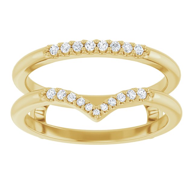 14K Yellow Or White Gold Round Polished 1/8 Ctw Natural Diamond Half Tapered V Ring Guard, Size 7