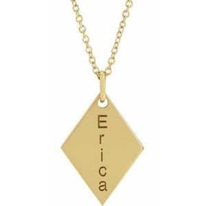 14K Yellow Gold Diamond-Shaped Necklace, Length: 18 In