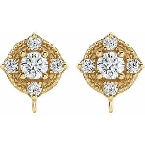 14K Yellow Gold Round 3 Mm 1/6 Ctw Natural Diamond Earring Top