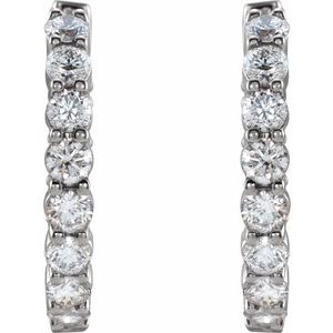 14K White Gold Pair Round Shape 2.8Mm I1, Gh 2 Ctw Natural Diamond Inside-Outside Hoop Earrings, Length: 20 Mm, Thickness: 2.98 Mm