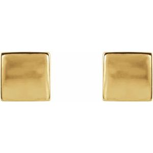 14K Yellow Gold 4 X 4 Mm Pair Friction Backs Included Polished Cube Stud Earrings