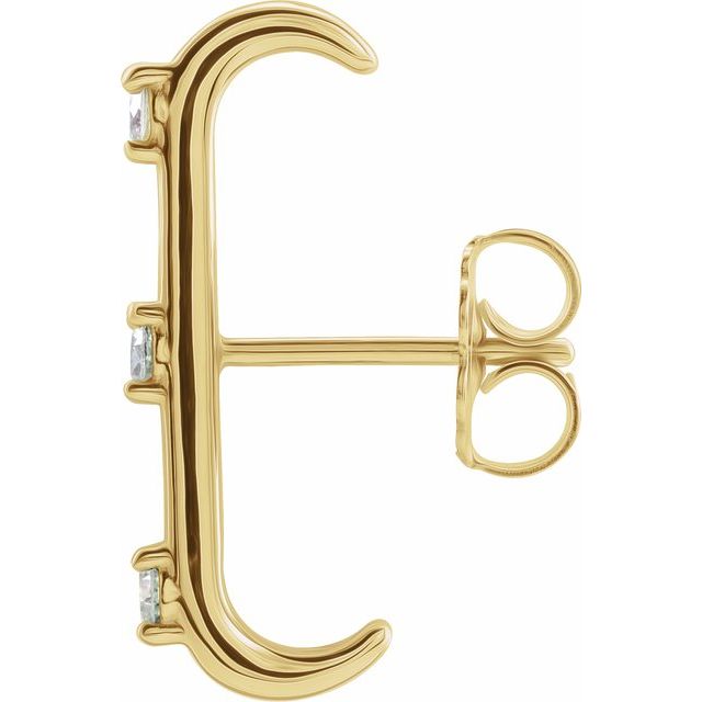 14K Yellow Gold 2 Mm Round Friction Back Included Polished 1/10 Ctw Natural Diamond Cuff Earring