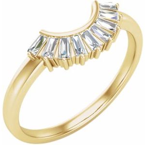 14K Yellow Gold Lab-Grown Diamond Tapered Baguette 2.6 X 1.3 X 1.1 Mm Lab-Grown Diamond Polished 1/4 Ctw Lab-Grown Diamond Contour Band Size 7