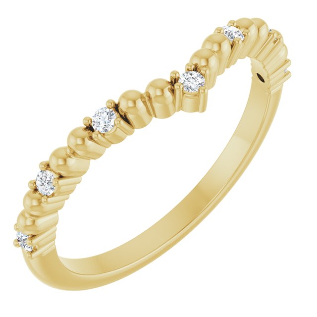 14K White Or Yellow Gold Round 1.5 Mm Polished 1/10 Ctw Natural Diamond Curved V Contour Band, Size 7