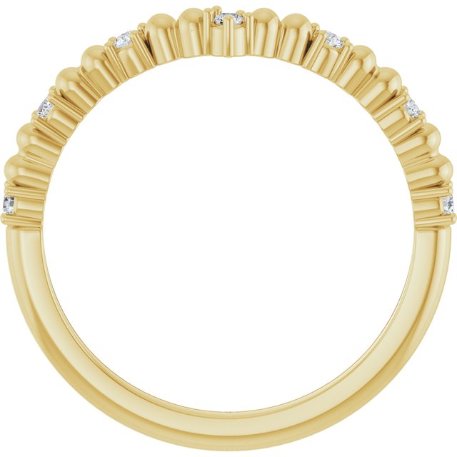 14K White Or Yellow Gold Round 1.5 Mm Polished 1/10 Ctw Natural Diamond Curved V Contour Band, Size 7