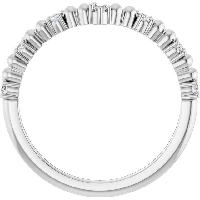 14K White Or Yellow Gold Round 1.5 Mm Polished 1/10 Ctw Natural Diamond Curved V Contour Band, Size 7