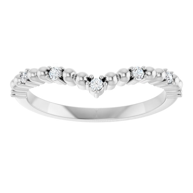 14K White Or Yellow Gold Round 1.5 Mm Polished 1/10 Ctw Natural Diamond Curved V Contour Band, Size 7