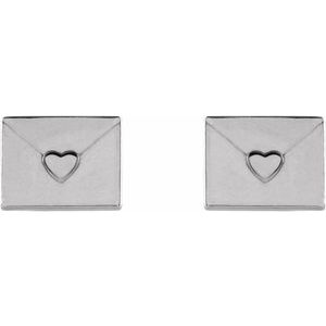 14K White Gold Tiny Envelope Earrings