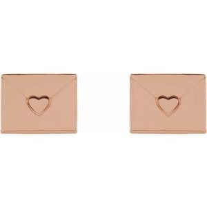 14K Rose Gold Tiny Envelope Earrings