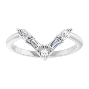 14K White Gold Lab-Grown Diamond Round 2 Mm Lab-Grown Diamond Polished 1/4 Ctw Lab Grown Diamond Multi-Stone V Bar Ring Size 7