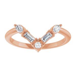 14K Rose Gold Natural Diamond Natural Diamond Polished 1/4 Ctw Natural Diamond Multi-Stone V Bar Ring Size 7
