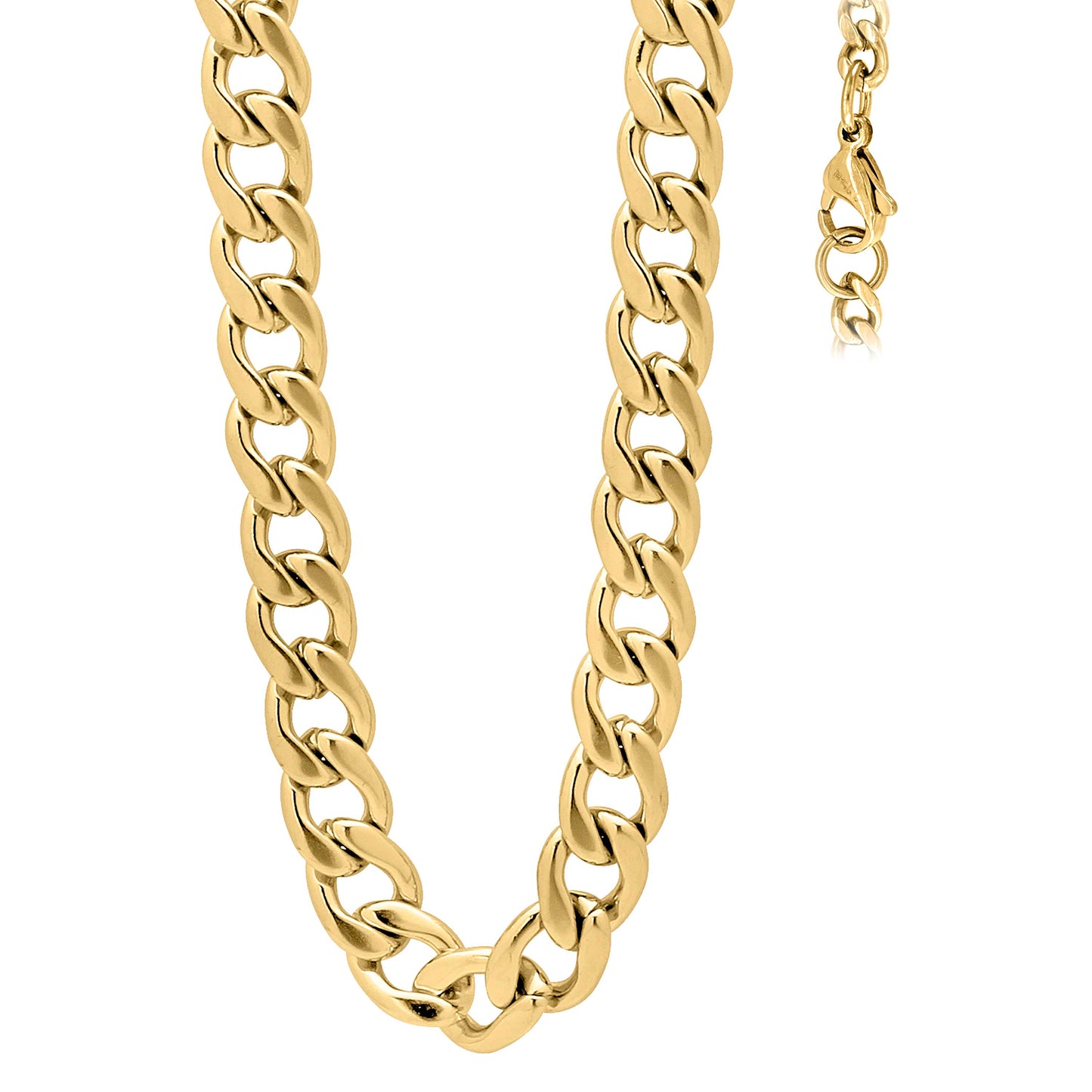 Stainless Steel Or Yellow-Tone Unisex 16-40 Inches Cuban Fashion Link Chain Necklace