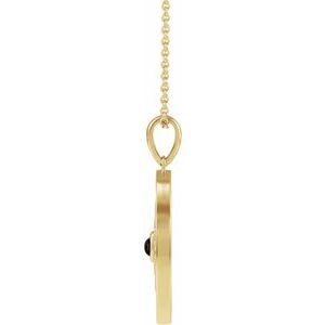 14K Yellow Gold Round 3Mm G-H I1 Natural Black Onyx And 1/6 Ctw Natural Diamond Evil Eye Necklace, Length: 18 In