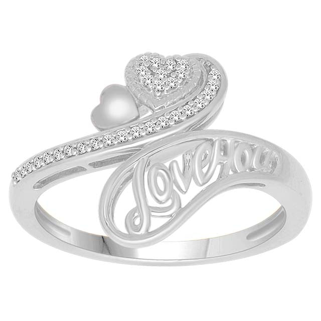 10K White Gold 0.08 Cttw Diamond Ladies Heart Ring