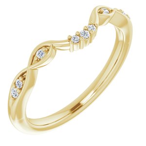 14K Yellow Gold Round 1.3 Mm .07 Ctw Natural Diamond Matching Band Size 7