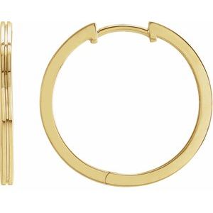 14K Yellow Gold Pair Hoop Earrings, Length: 20 Mm, Thickness: 1.5 Mm