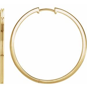 14K Yellow Gold Pair Hoop Earrings, Length: 30 Mm, Thickness: 1.5 Mm