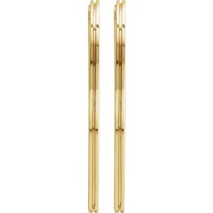 14K Yellow Gold Pair Hoop Earrings, Length: 30 Mm, Thickness: 1.5 Mm