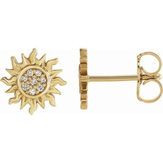 14K Yellow Or White Gold 1 Mm Round Friction Back Polished .04 Ctw Natural Diamond Sun Earring