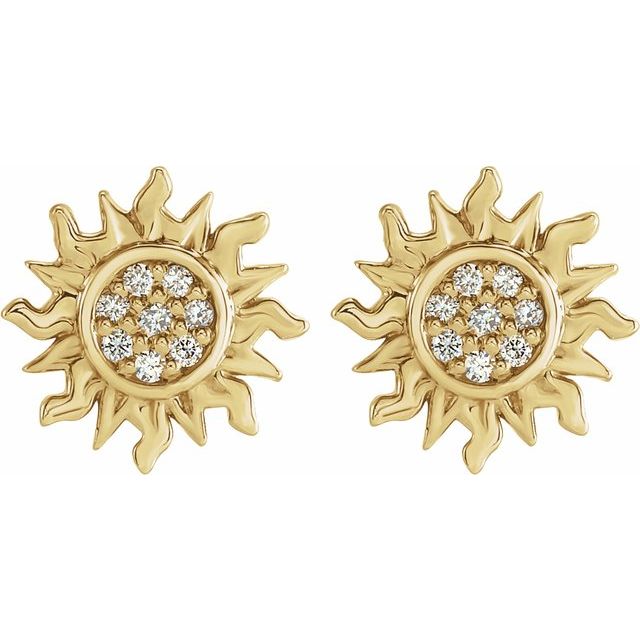 14K Yellow Or White Gold 1 Mm Round Friction Back Polished .04 Ctw Natural Diamond Sun Earring