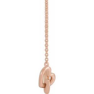 14K Rose Gold 9.22 X 7.93 Mm 16 In Polished Interlocking Hearts Necklace