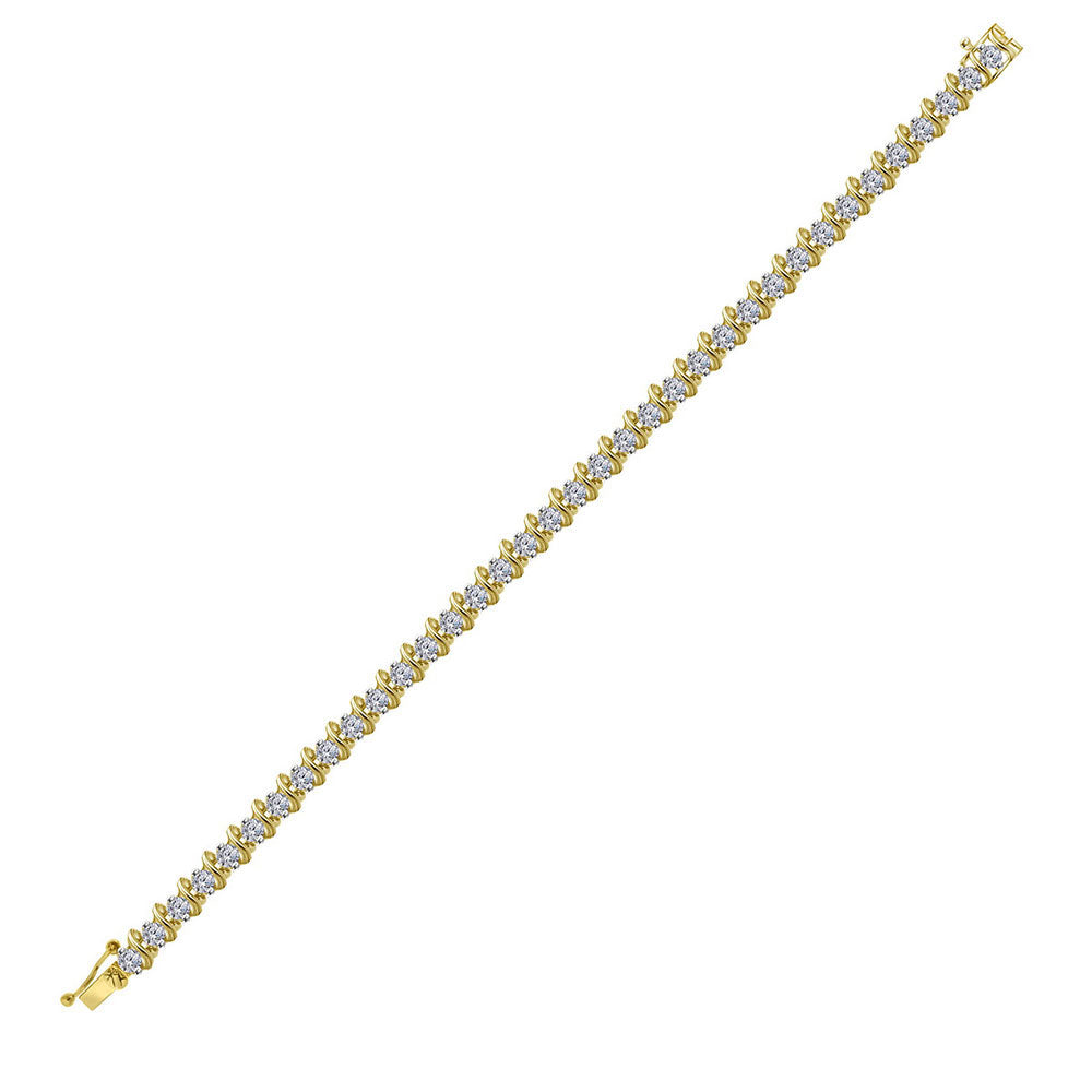 10K Yellow Gold Womens Round Diamond Tennis Bracelet 4-3/4 Cttw
