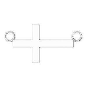 14K White Gold 12 X 5.9 Mm 16-18 In Polished Sideways Cross Necklace