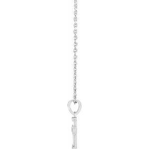 14K White Gold Tapered Baguette 4 X 1.5 X 1Mm Ghi Si2-Si3 1/10 Ctw Natural Diamond Baguette Cross Necklace, Length: 18 In