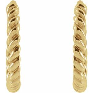 14K Yellow Gold Pair Twisted Rope Hoop Earrings, Length: 11 Mm, Thickness: 1.65 Mm