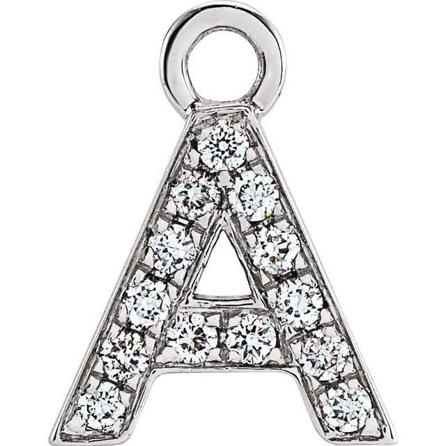14K Yellow Or White Or Rose Gold Round I1, H+ Polished Natural Diamond Initial Dangle