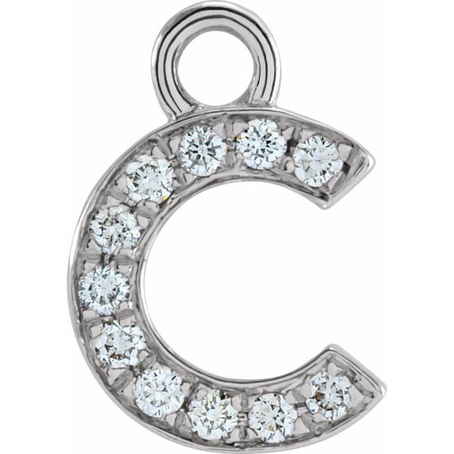 14K Yellow Or White Or Rose Gold Round I1, H+ Polished Natural Diamond Initial Dangle
