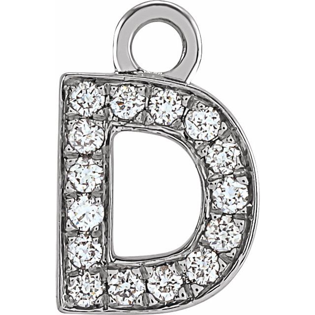 14K Yellow Or White Or Rose Gold Round I1, H+ Polished Natural Diamond Initial Dangle
