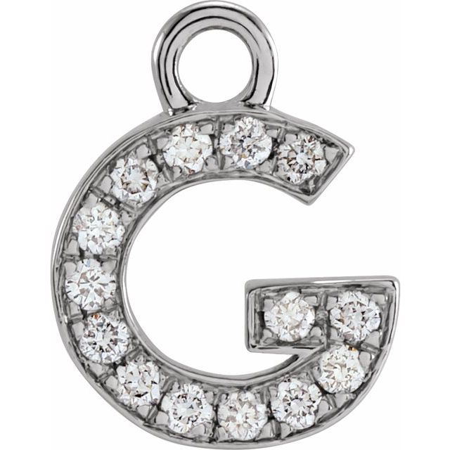14K Yellow Or White Or Rose Gold Round I1, H+ Polished Natural Diamond Initial Dangle