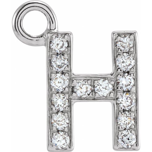 14K Yellow Or White Or Rose Gold Round I1, H+ Polished Natural Diamond Initial Dangle